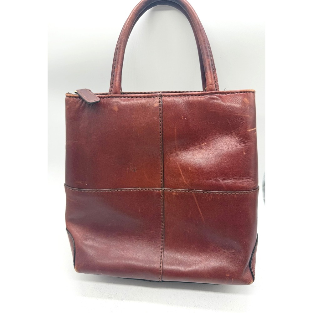 Etienne Aigner Satchel Bag Womens Small Brown Leather Top Handle Logo Purse - Picture 2 of 12